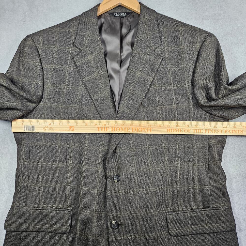Jos A Bank Blazer Mens 46R Wool Brown Fleece Rich Sportcoat Jacket Windowpane - Picture 11 of 16